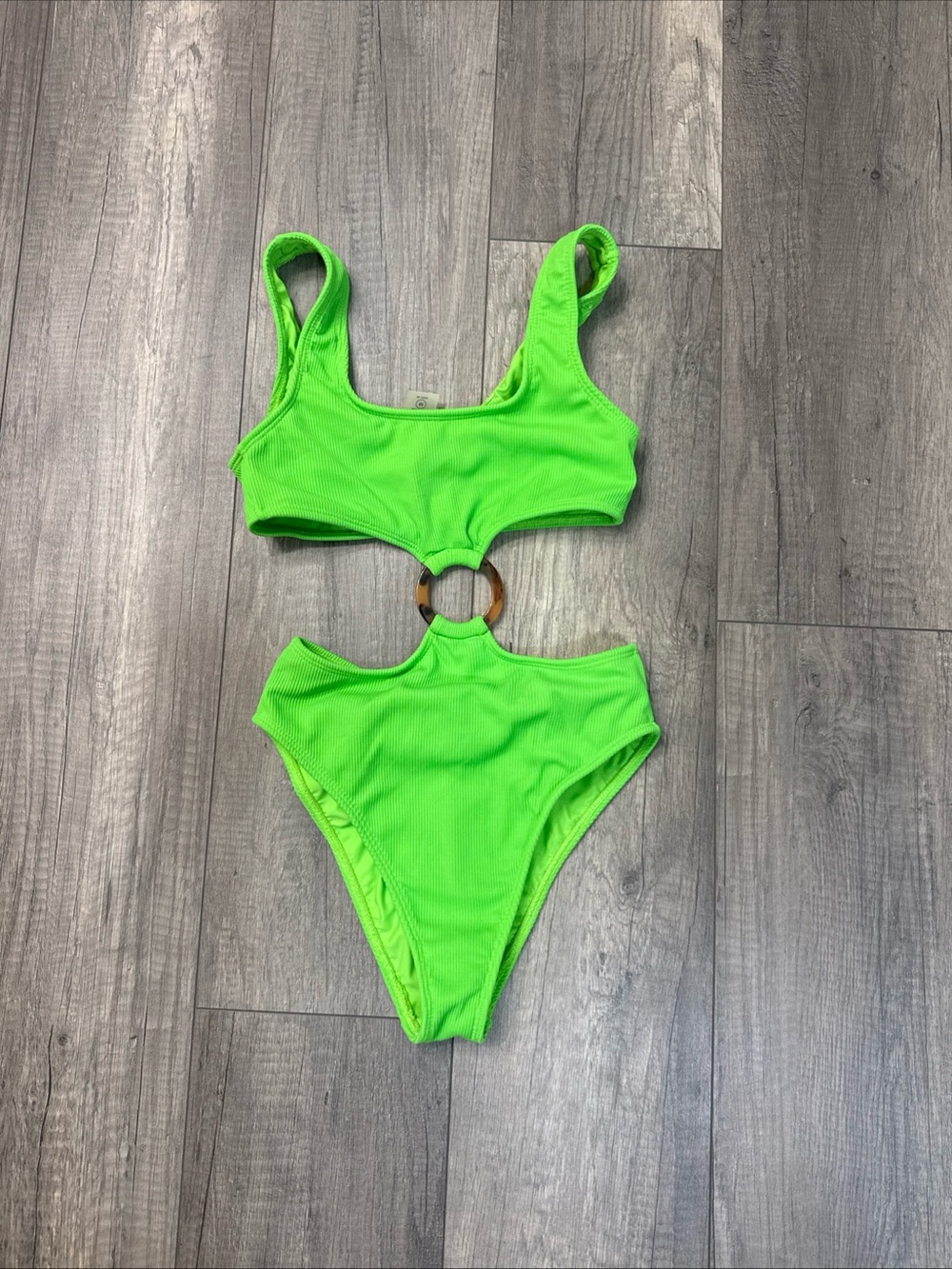 Montce Neon Lime Cutout One-Piece Swimsuit with Ring Accent